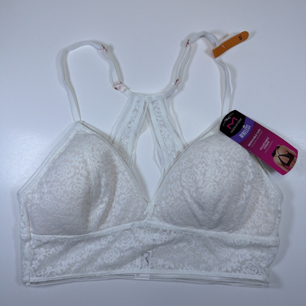 Maidenform Womens Pure Comfort Stretch Lace Longline Wireless Bralette DM201C S